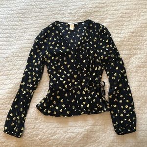 H&M floral wrap shirt